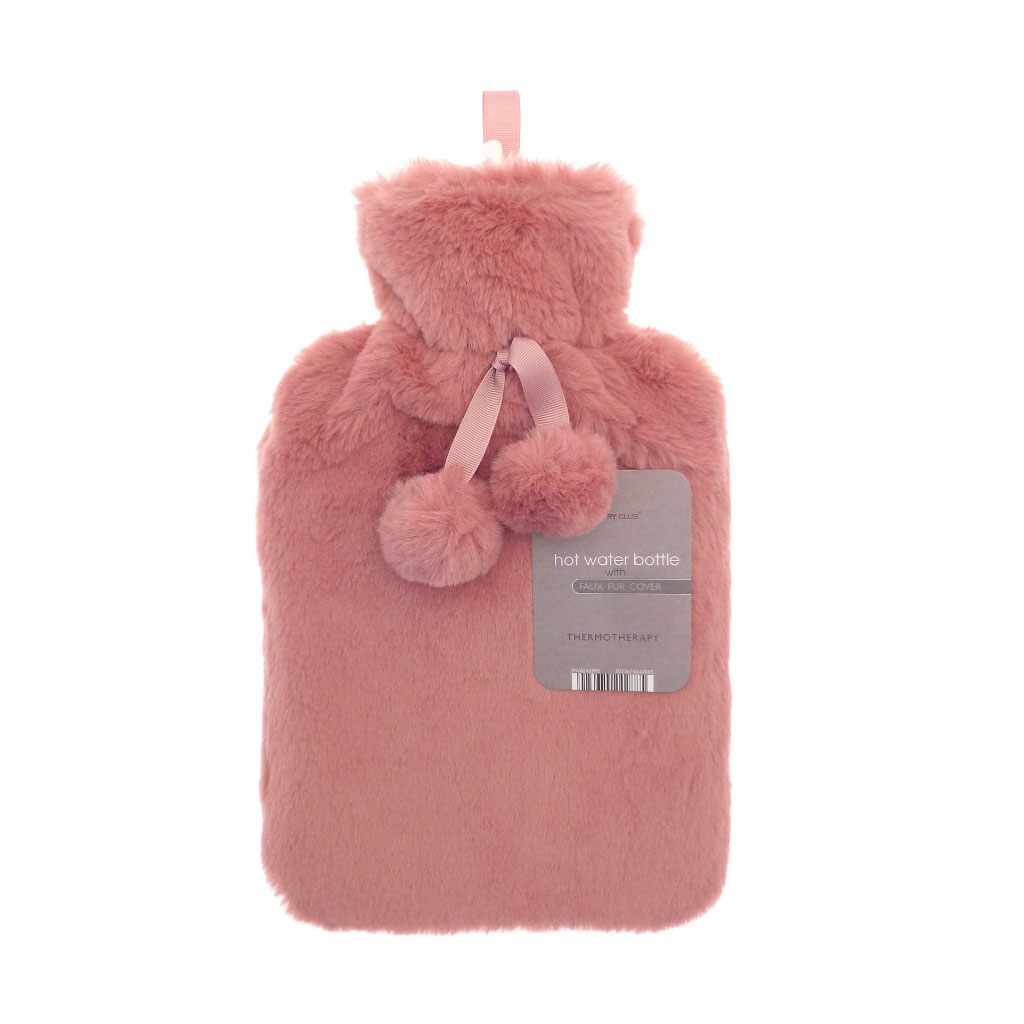 Faux Fur Hot Water Bottle - Assorted Colours & Designs (Pack of 24)