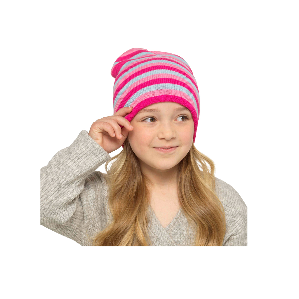 Girls Striped Beanie Hat 