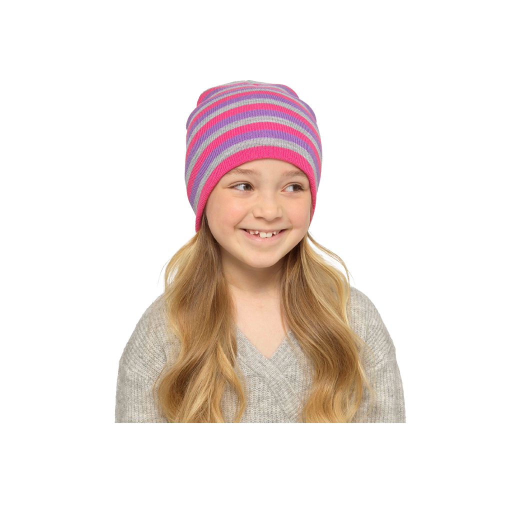 Girls Striped Beanie Hat 