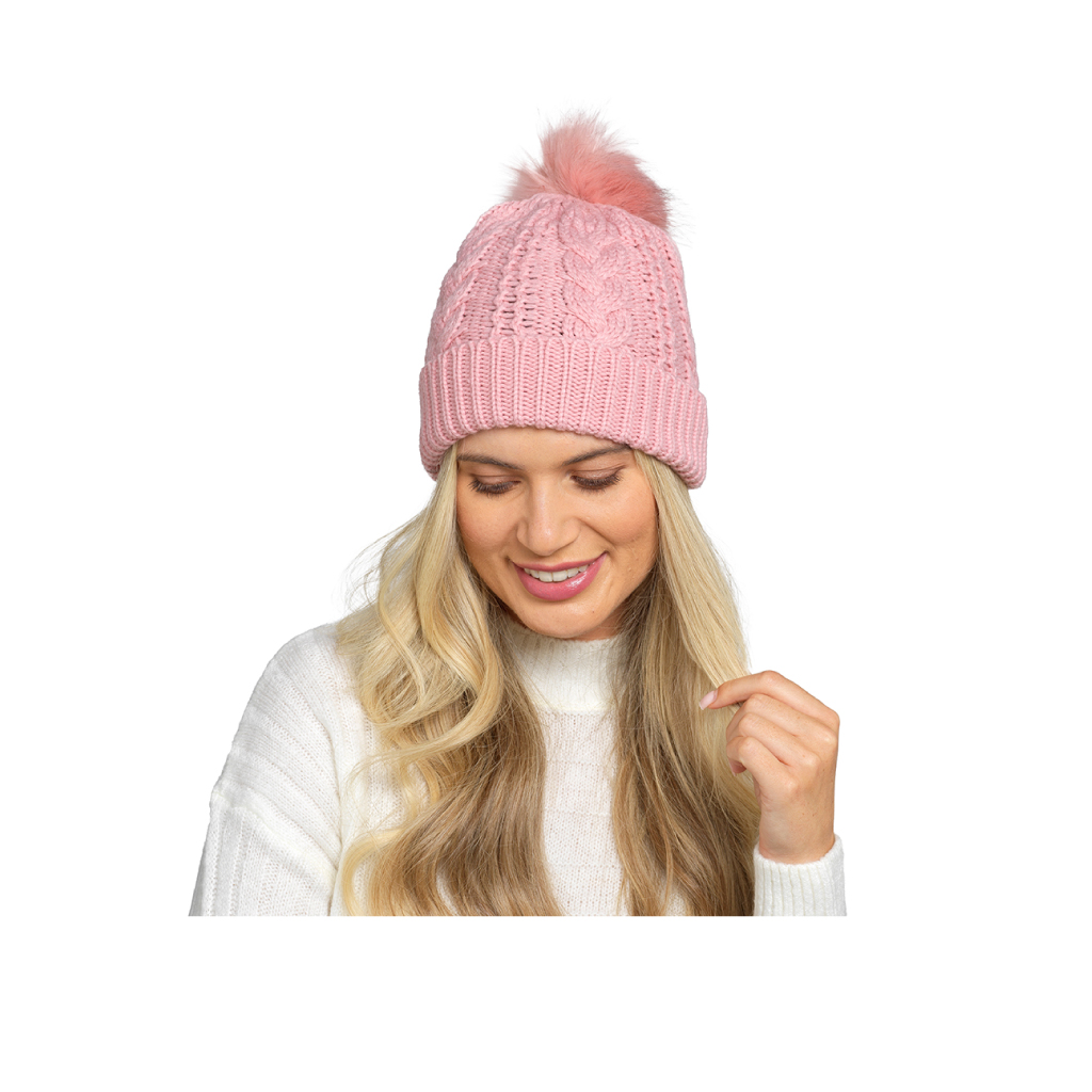 Ladies Hat With Detachable Pom Pom 