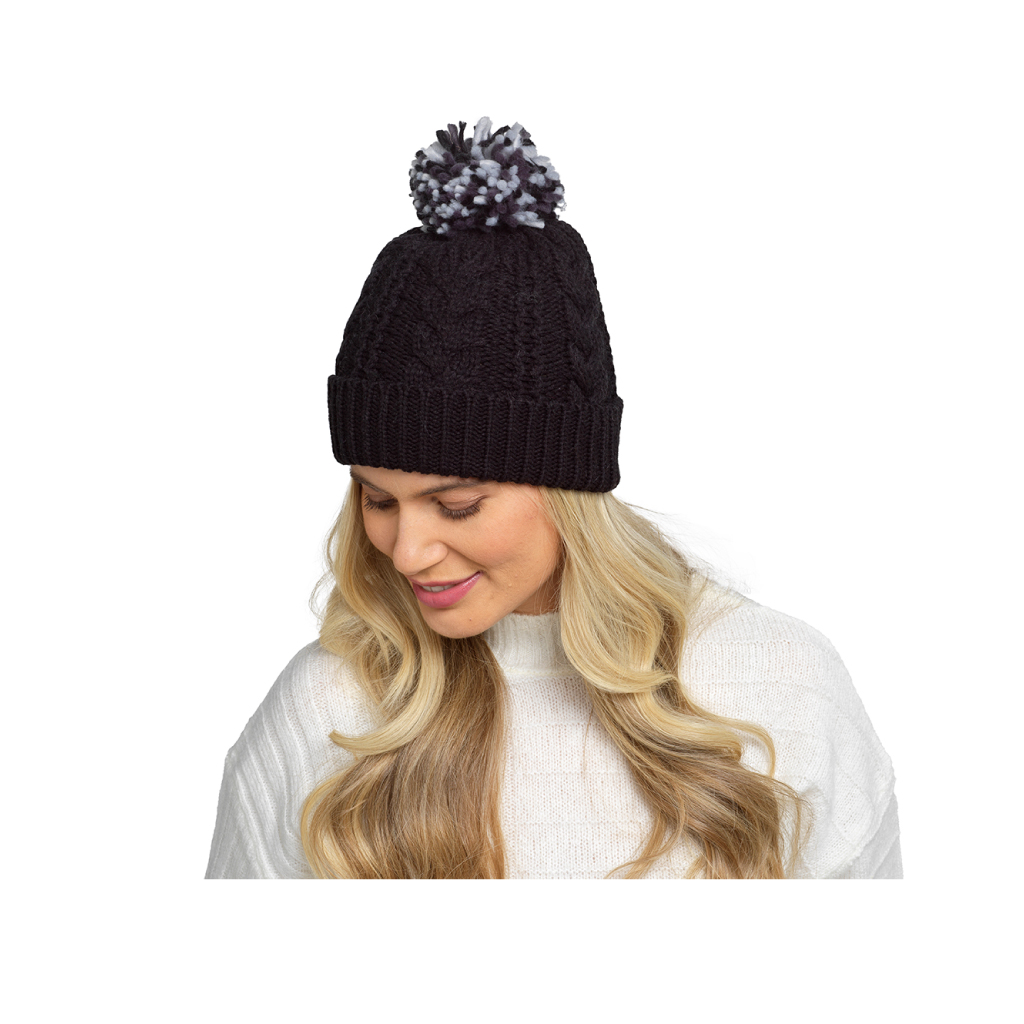 Ladies Hat With Detachable Pom Pom 