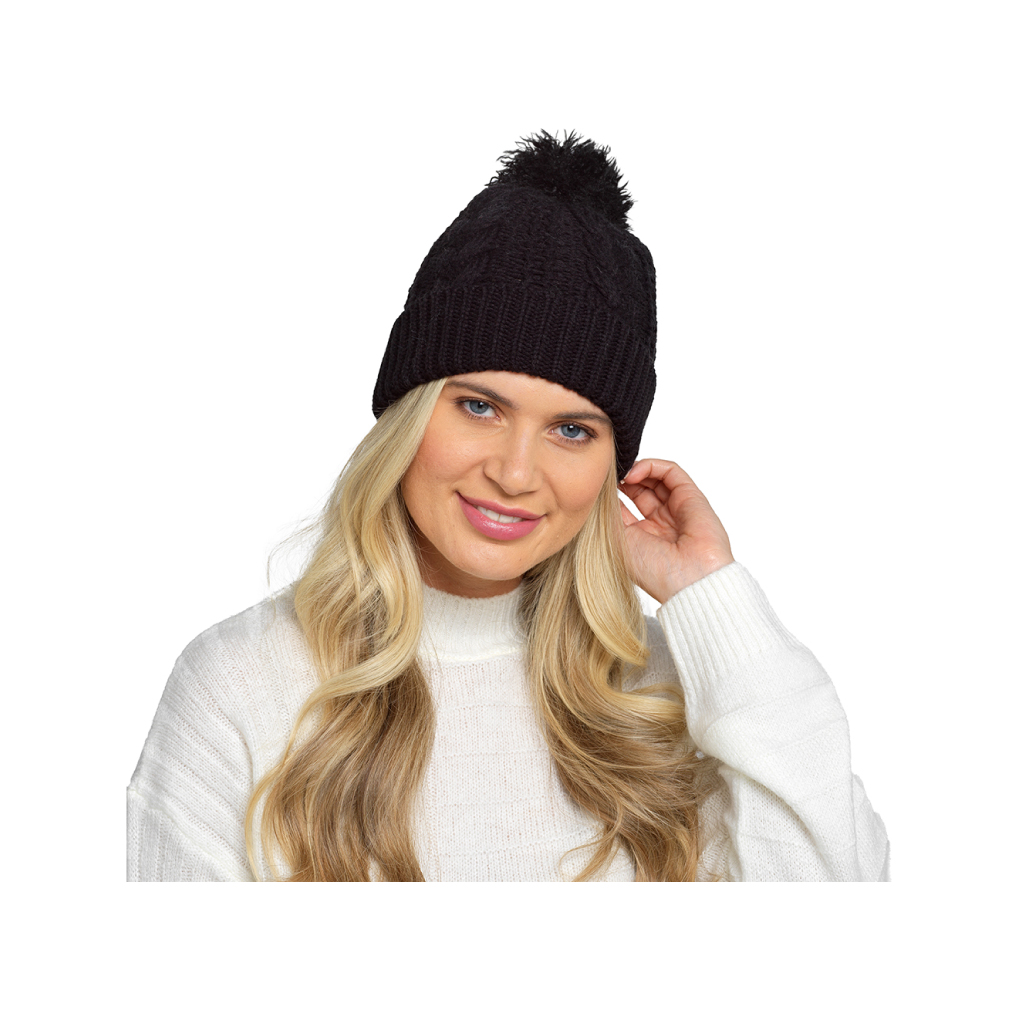 Ladies Hat With Detachable Pom Pom 