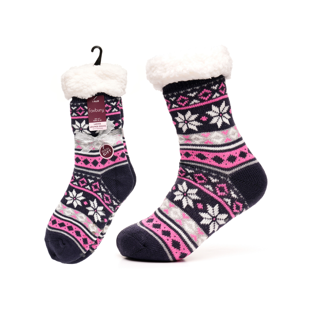 Ladies Fairisle Lounge Socks 