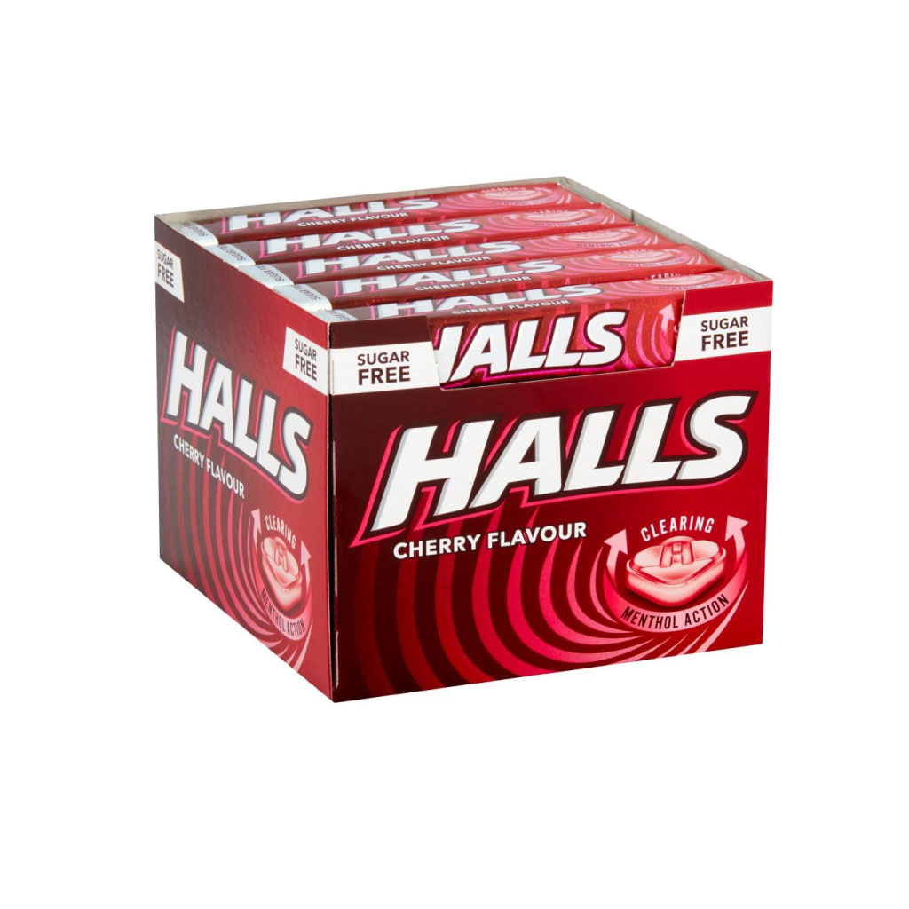 Halls Sugar Free Cherry Mentho-Lyptus Throat Lozenges