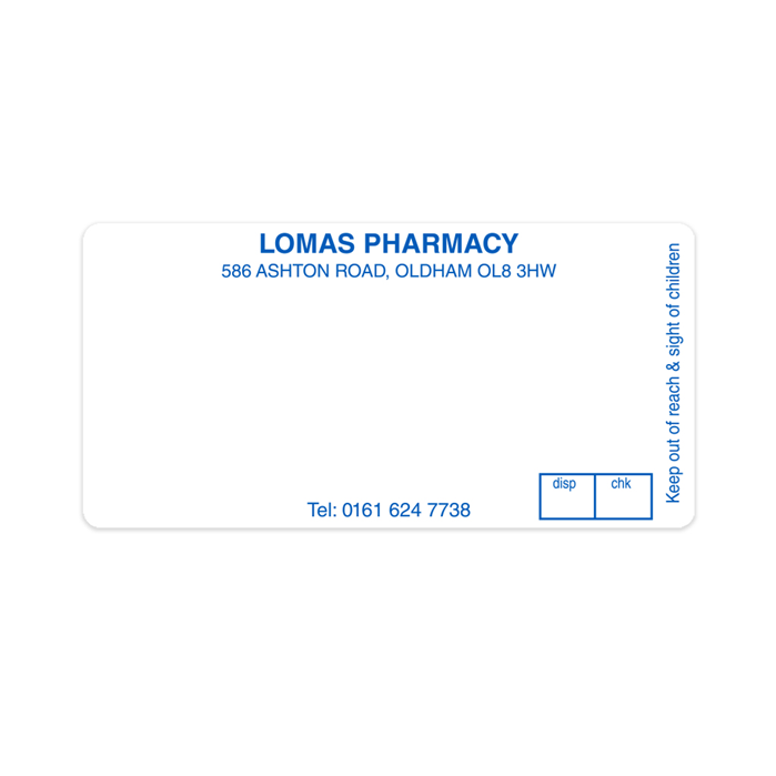 [AZEMT2225] Lomas Pharmacy Labels PET007