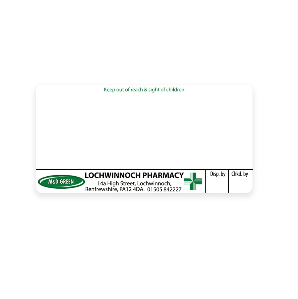 M&D Green Lochwinnoch Pharmacy Labels