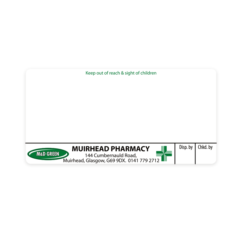 M&D Green Muirhead Pharmacy Labels