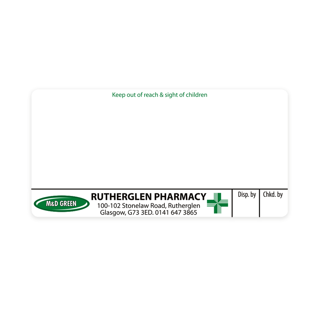 M&D Green Rutherglen Pharmacy Labels