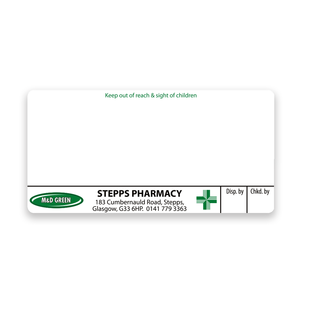 M&D Green Stepps Pharmacy Labels