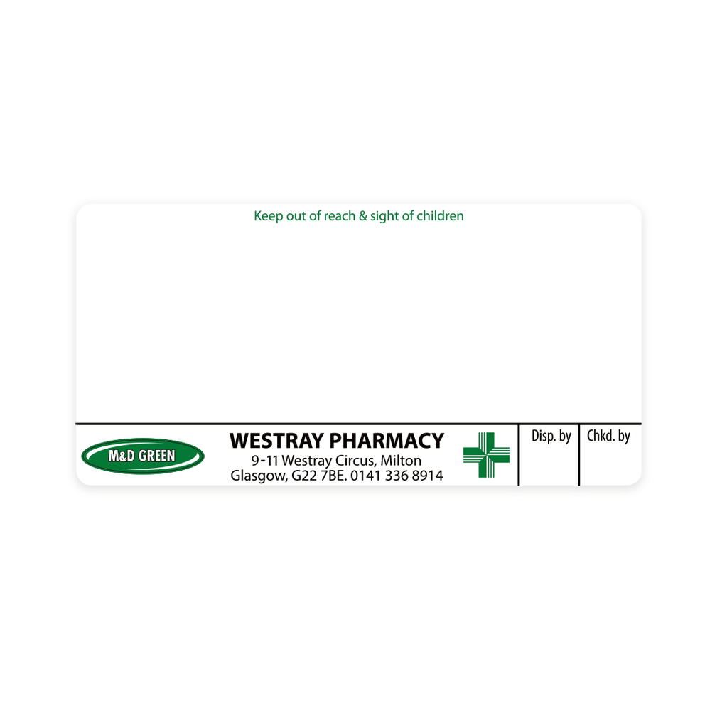 [EMT4403] M&D Green Westray Pharmacy Labels