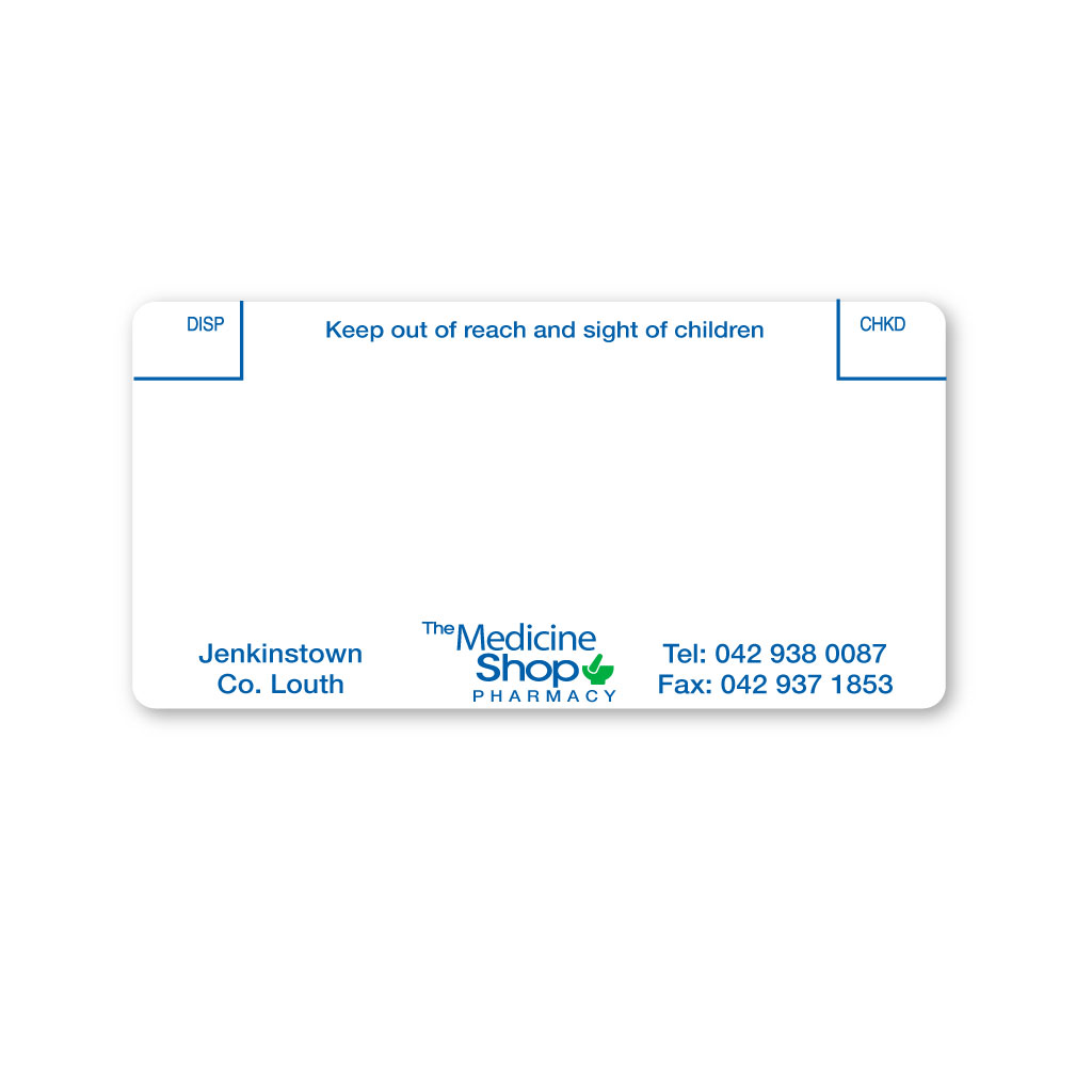 [EMT4469] Medicine Shop Jenkinstown 70X37 Labels