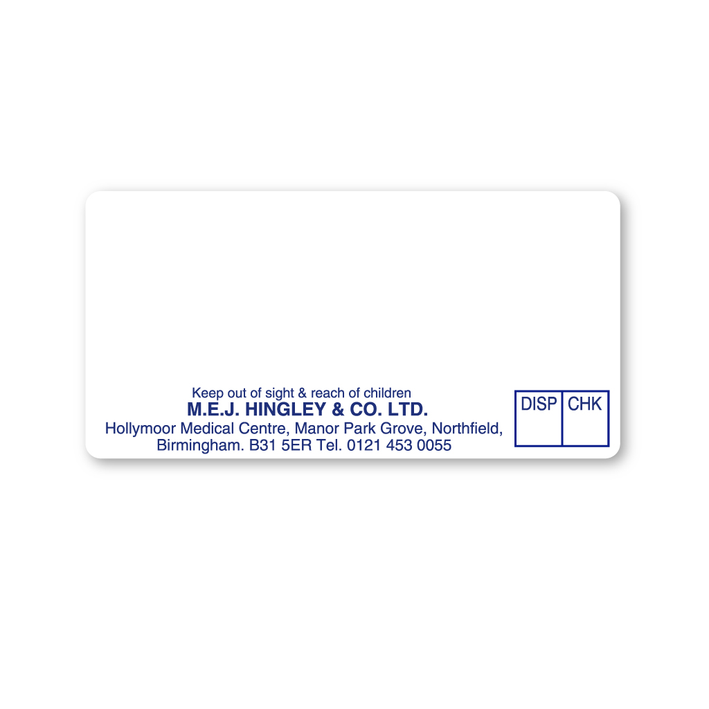 MEJ Hingley & CO (Northfield) Pharmacy Labels