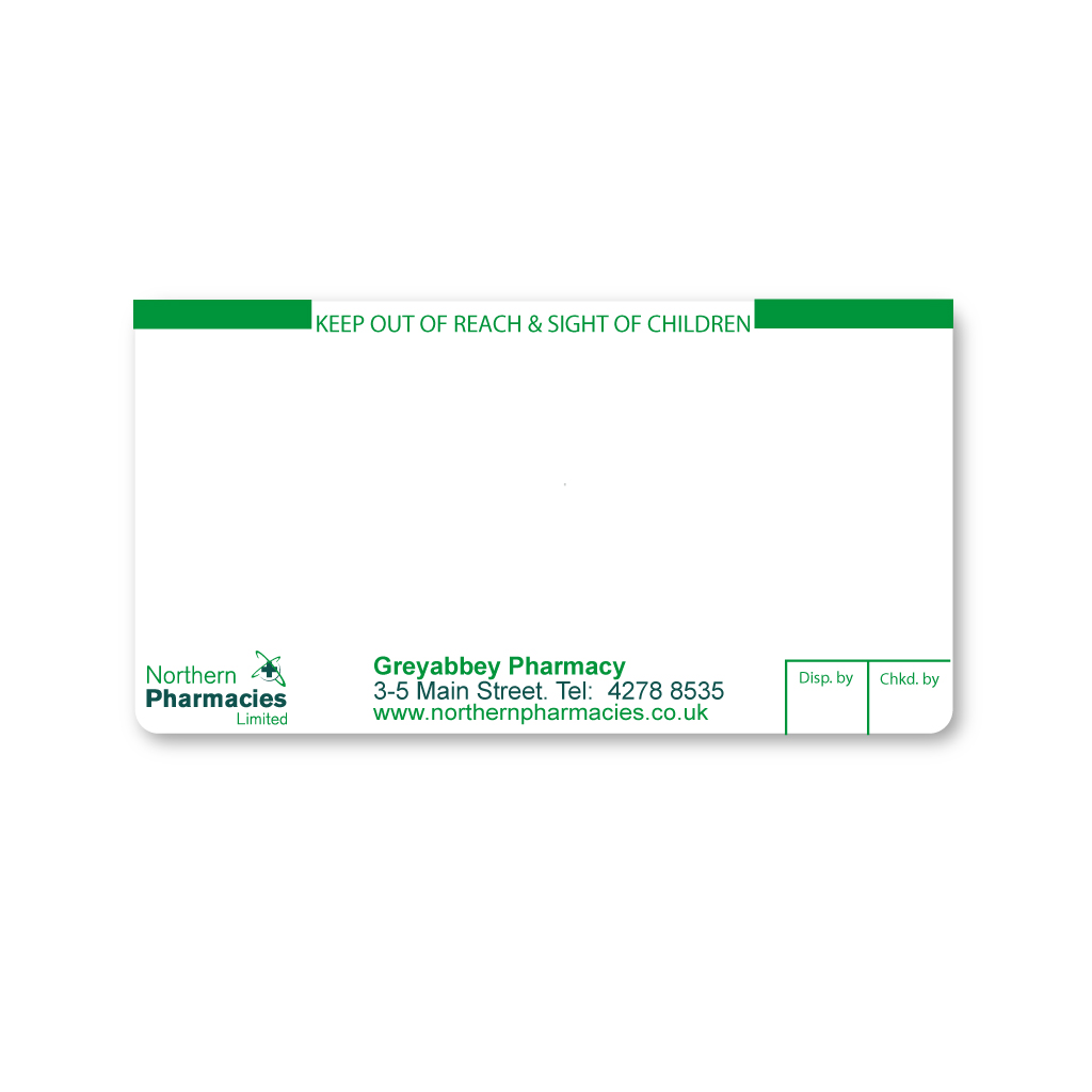 [EMT1589] Northern Pharmacy Labels Greyabbey 