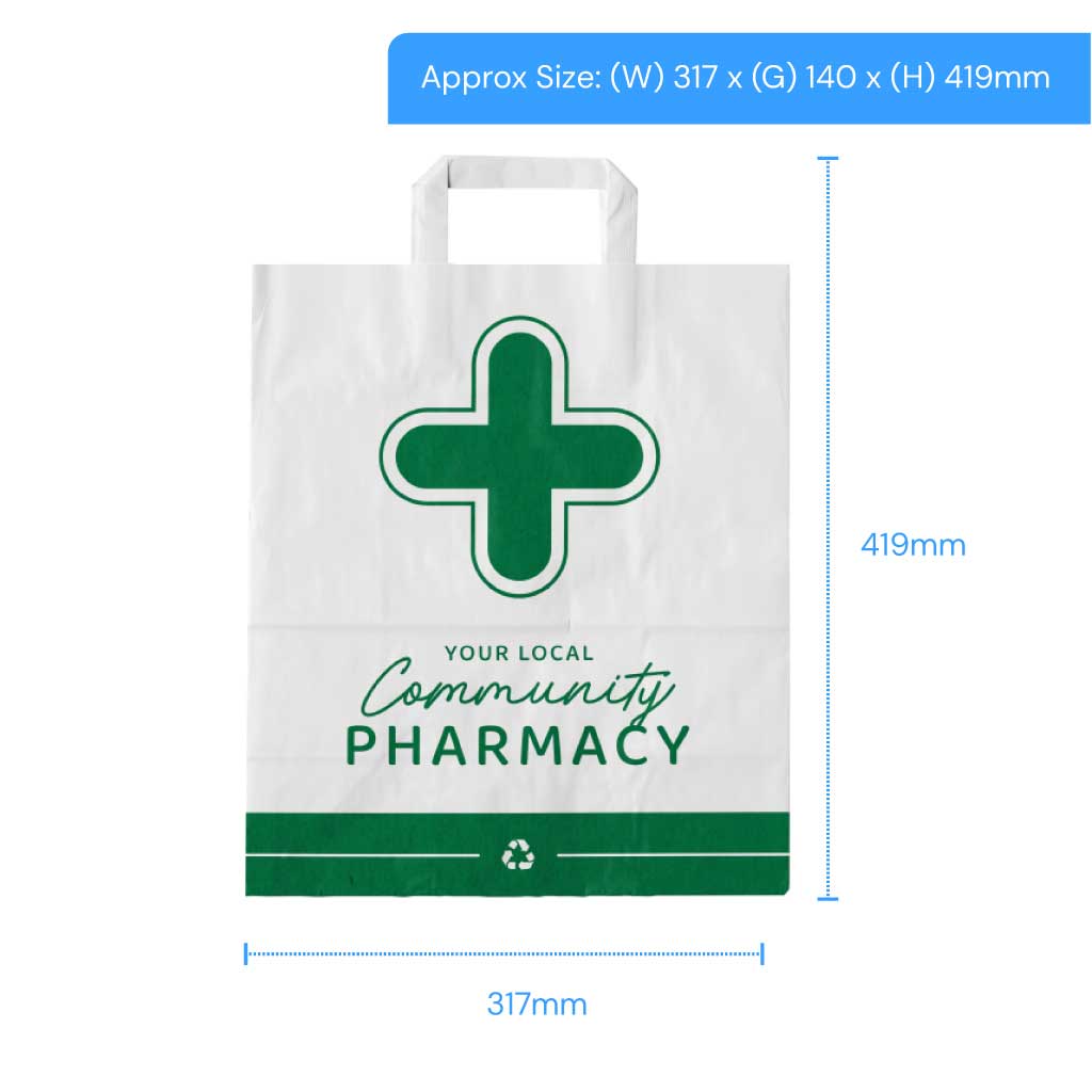Pharmacy Paper Carrier Bags - Extra Large