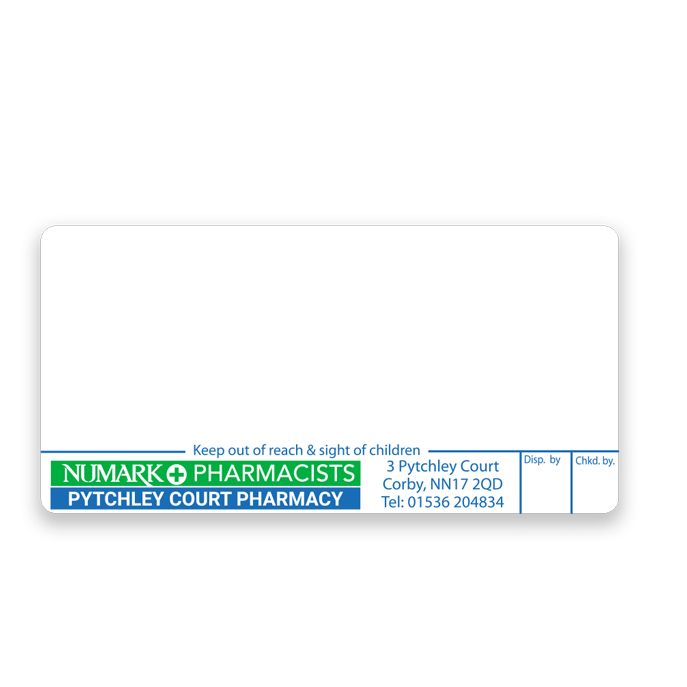 [EMT4389] Pytchley Court Pharmacy Labels