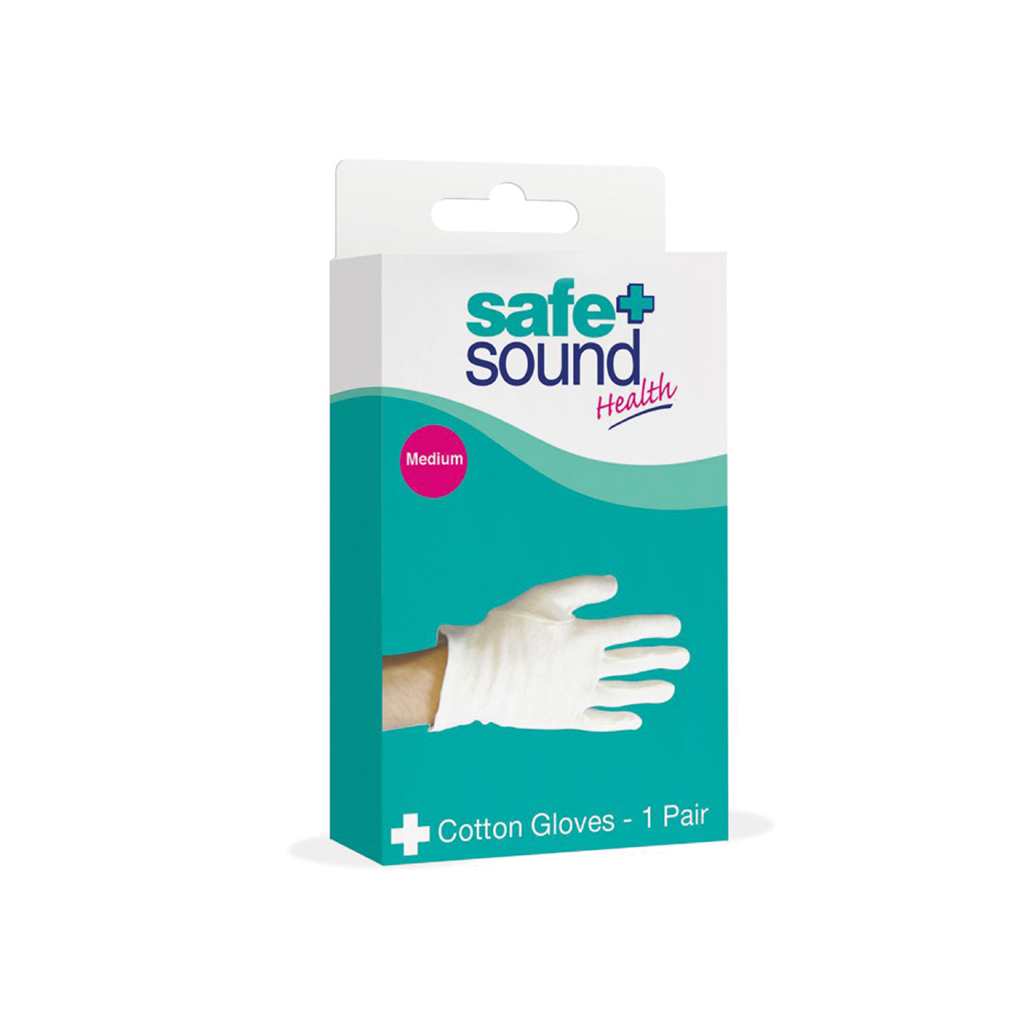 [SA8926] Safe & Sound Cotton Gloves - Medium, Skin Protection & Moisturising Aid (Pack of 6)