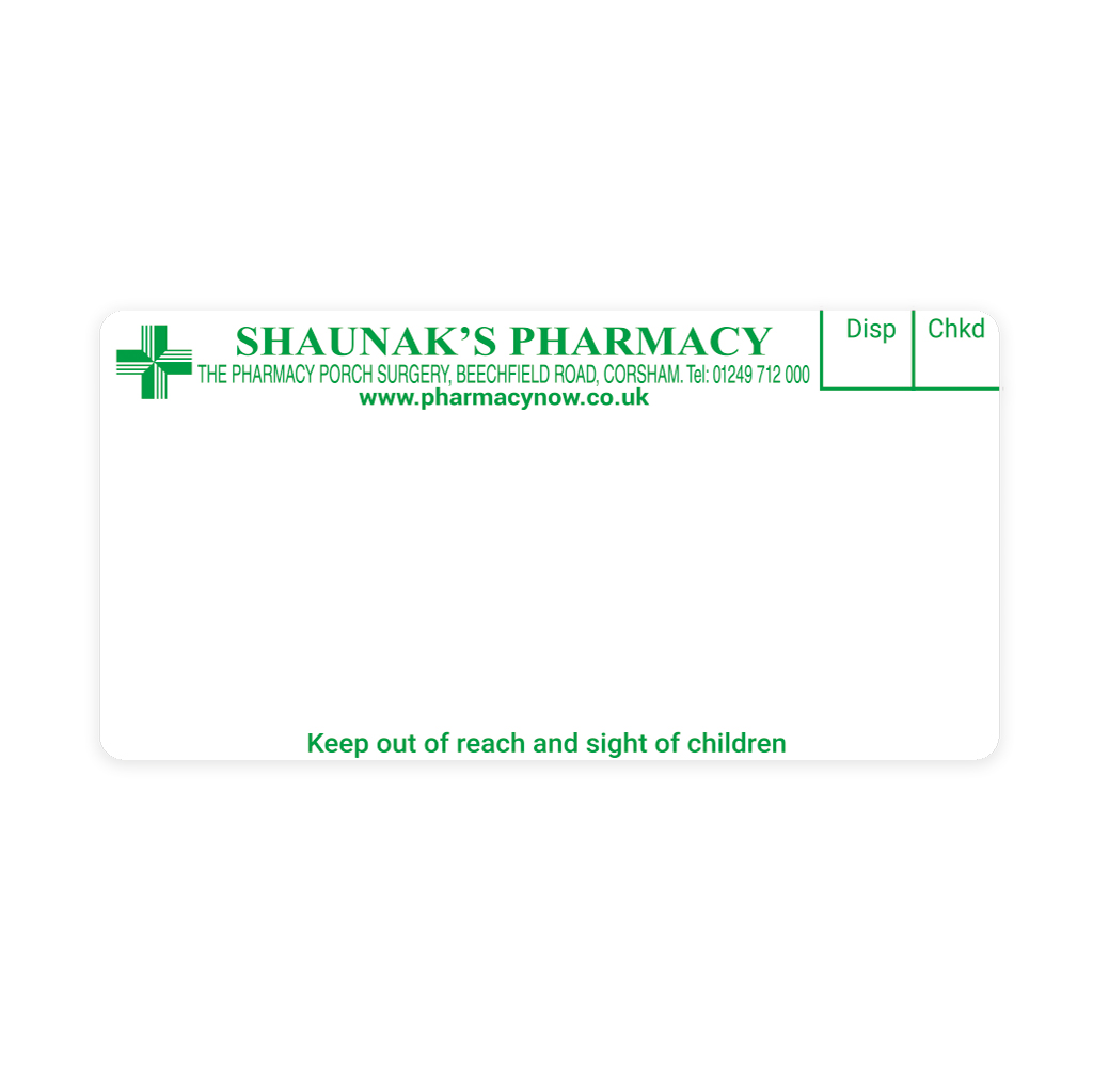 [EMT1333] Shaunaks Corsham Pharmacy Labels