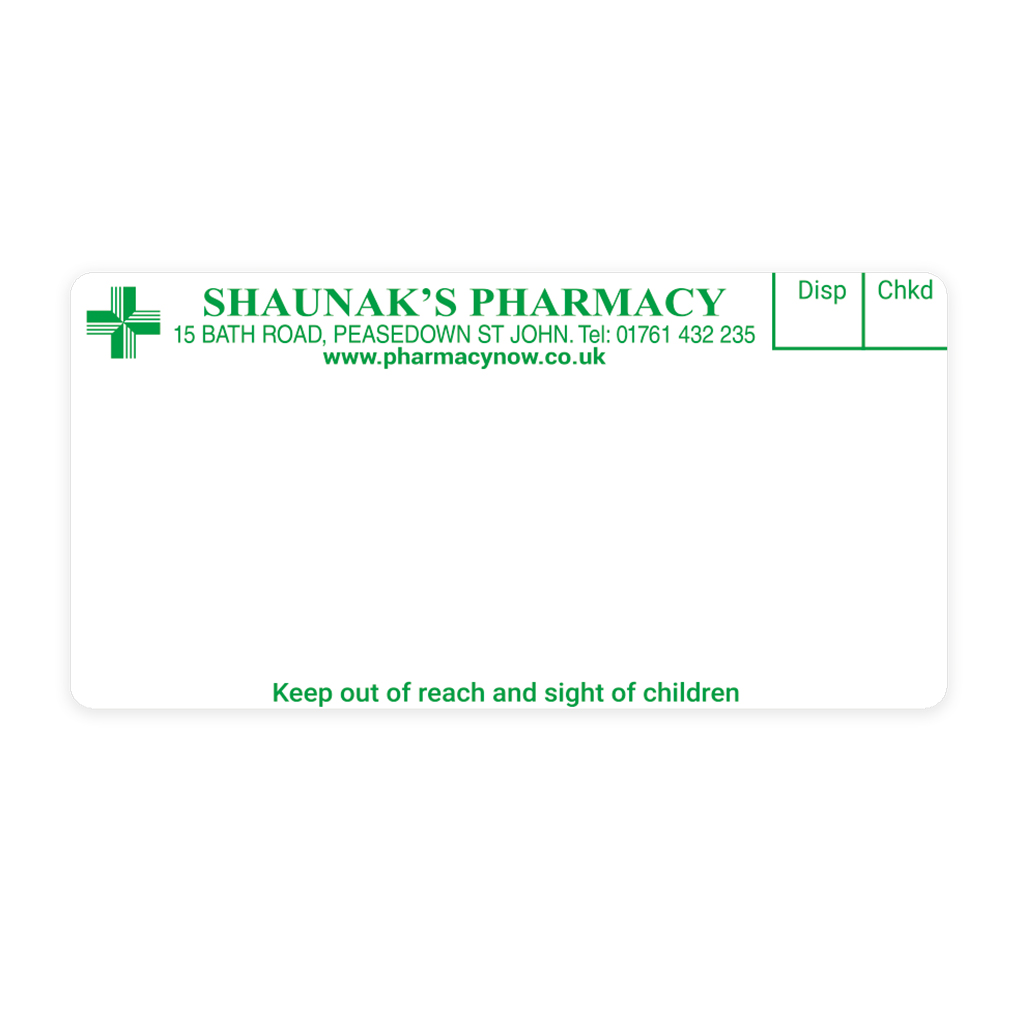 [EMT1336] Shaunaks Peasedown Pharmacy Labels
