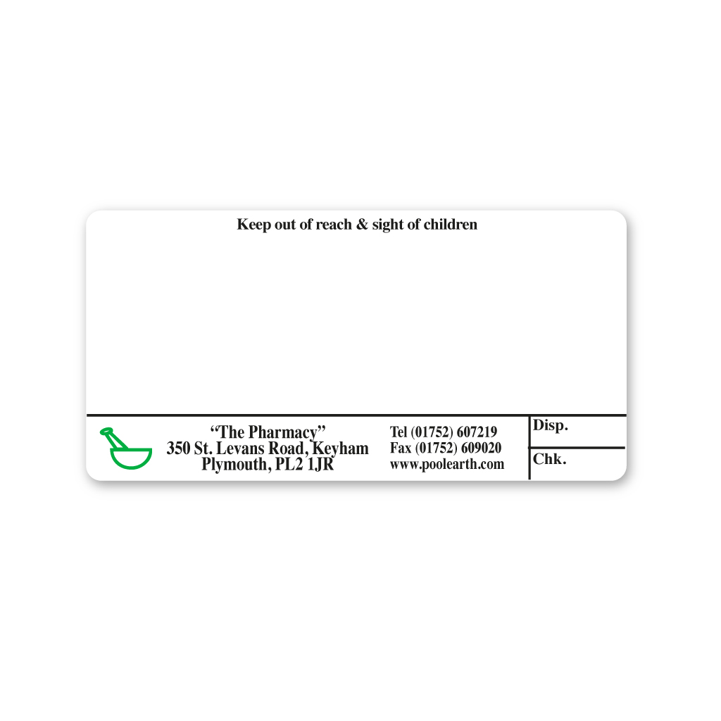 "The Pharmacy" St Levans Labels