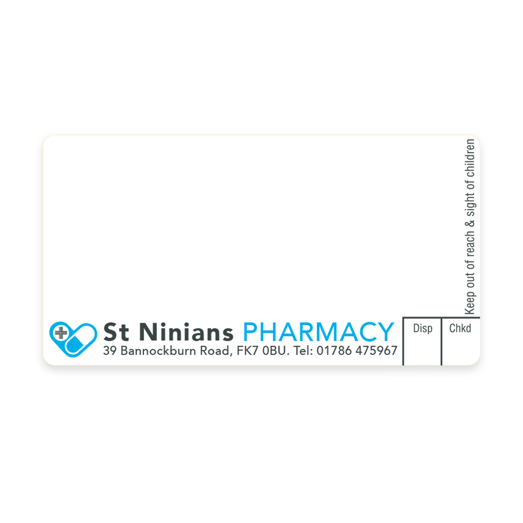 [BREMT2859] St Ninians Pharmacy 70X37 Labels
