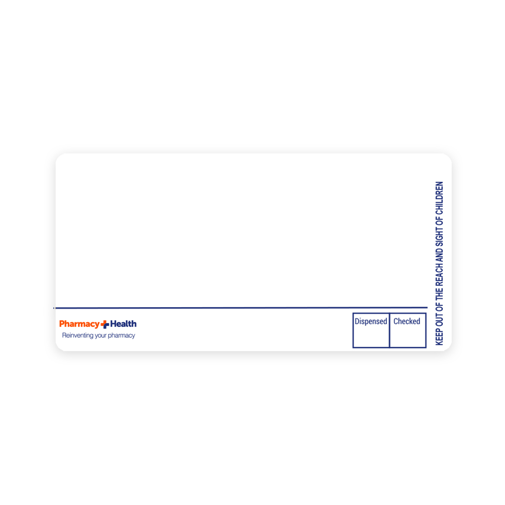 [AZEMT2749] Pharmacy Plus Health Labels - 72x36mm (Pack of 48)