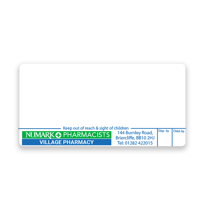 [EMT4386] Village Pharmacy (Burnley Road) Labels