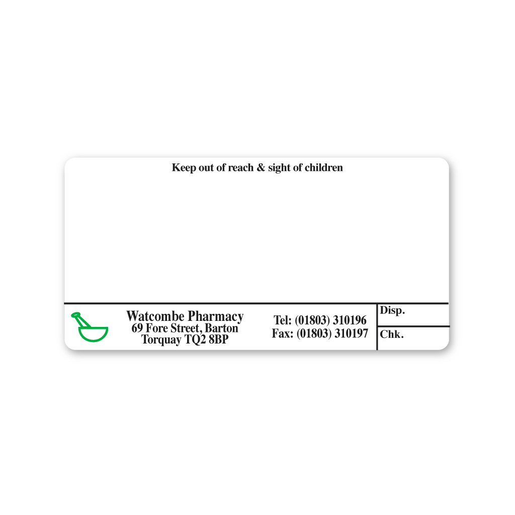 [EMT243] The Pharmacy Watcombe Poolearth Labels