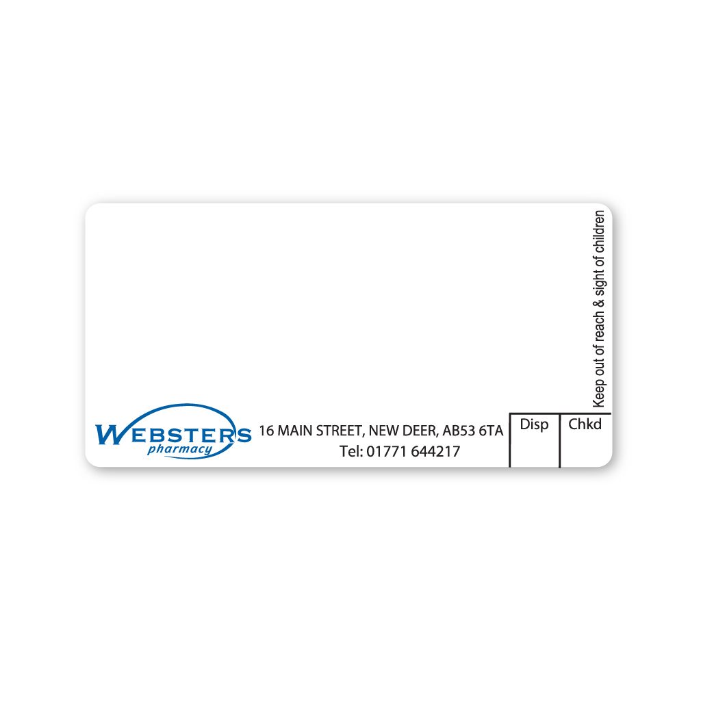 Websters New Deer Pharmacy Labels