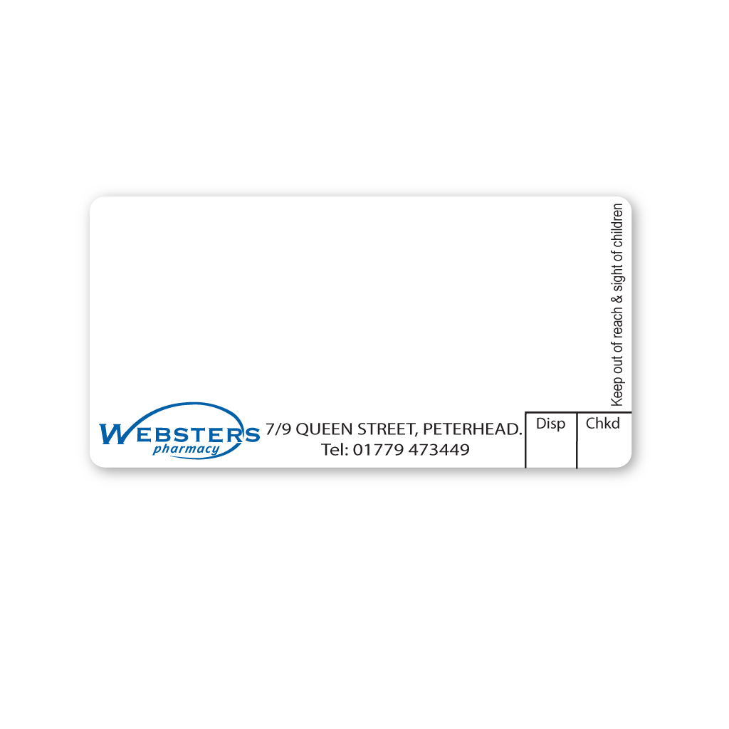 Websters Peterhead Pharmacy Labels
