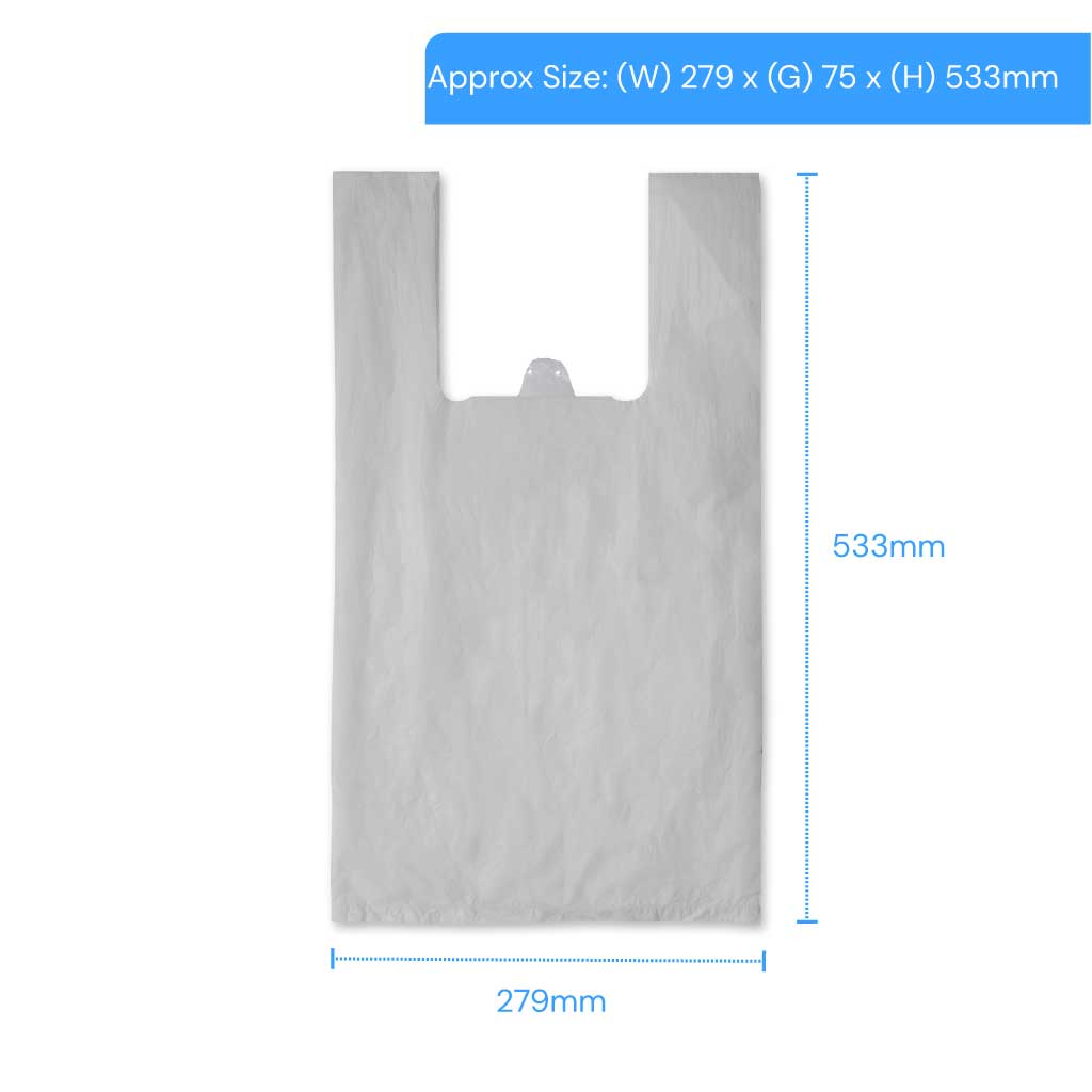 [22/D12] Vest Carrier Bags - Medium, White (Pack of 1000)