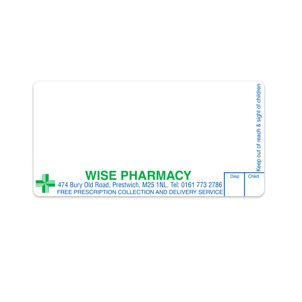 [AZEMT3447] Wise Group Bury Old Road Pharmacy Labels
