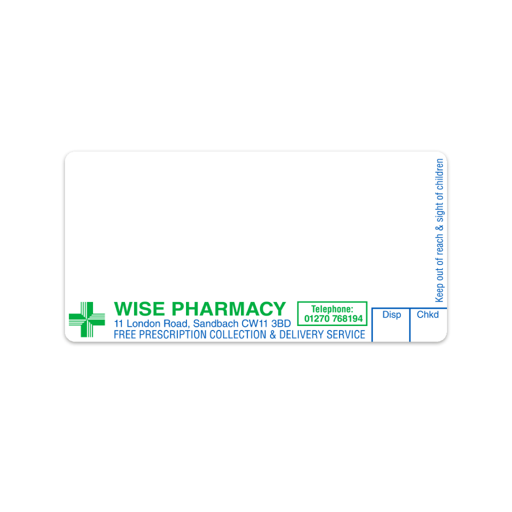Wise Group Sandbach Pharmacy Labels