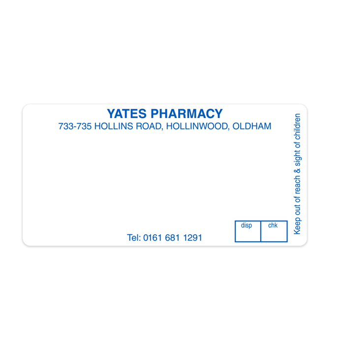 [AZEMT2321] Yates Pharmacy Labels YAT004