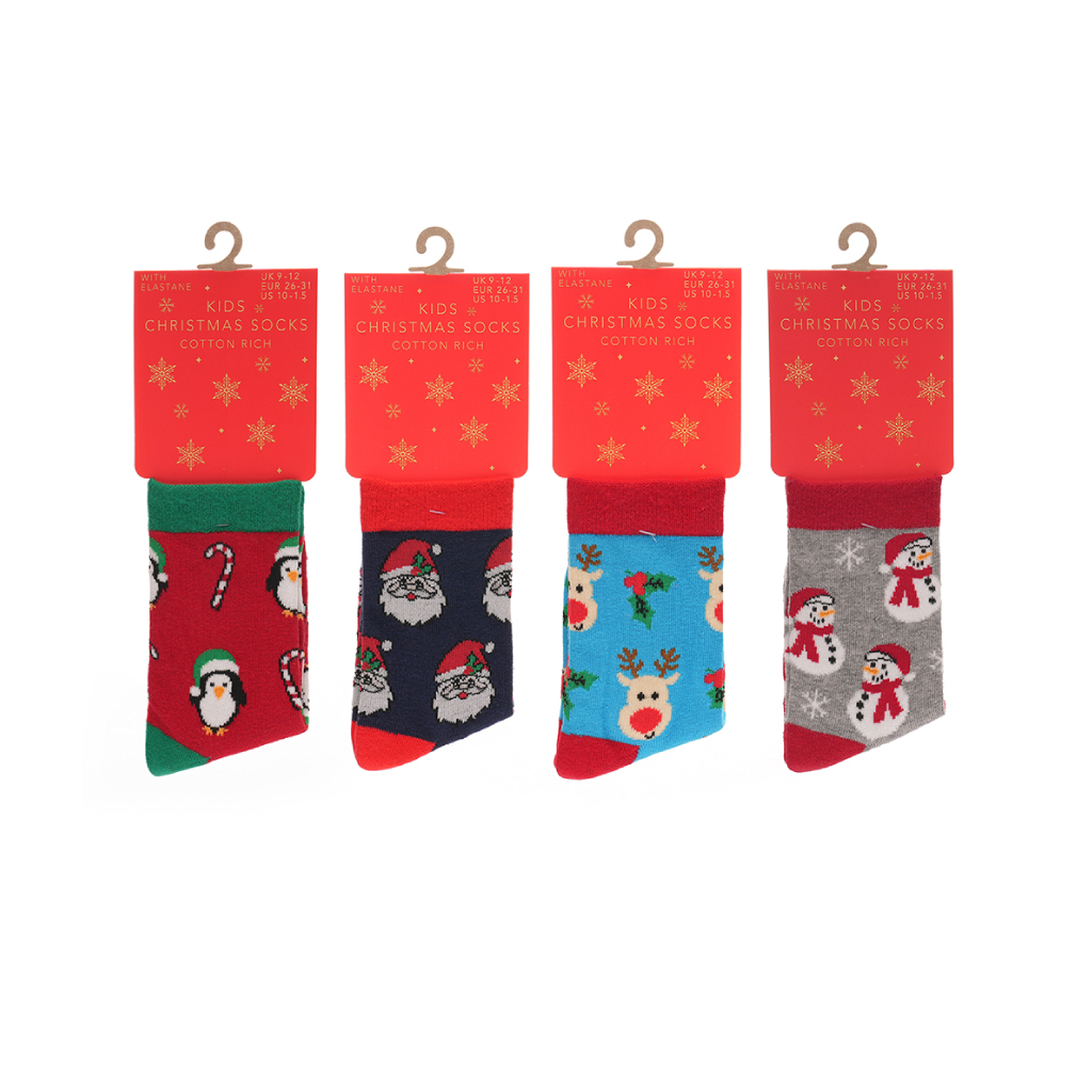 [SK301] Kids Cotton Rich Christmas Design Socks 