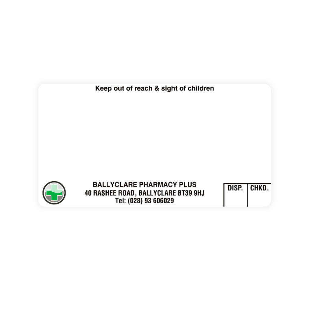 [EMT4737] Ballyclare Pharmacy Labels Pharmacy Plus 