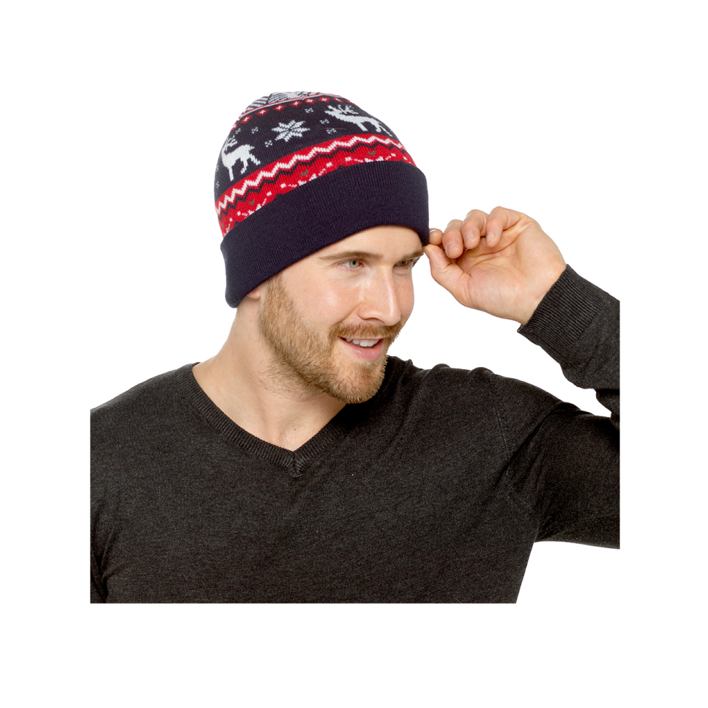 Mens Beanie Hat with Christmas Design