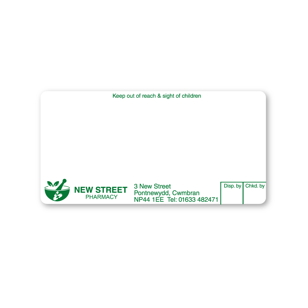 New Street Pharmacy Labels