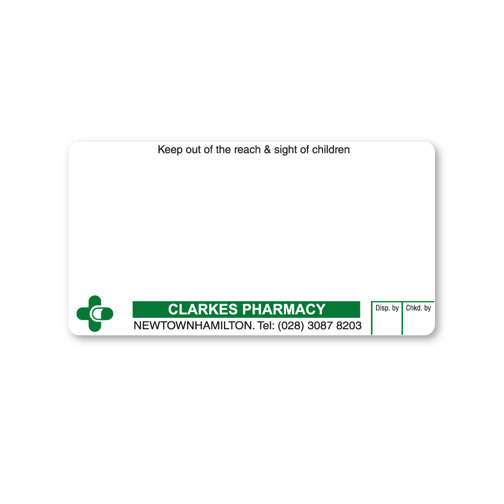 [EMT4871] Clarkes Pharmacy Labels 70x37