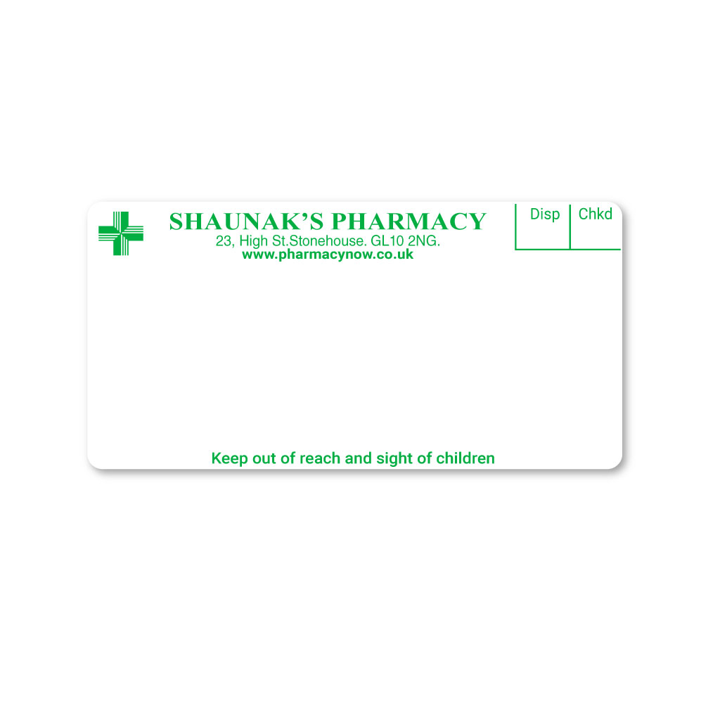 Shaunaks 23 High Street Pharmacy Labels