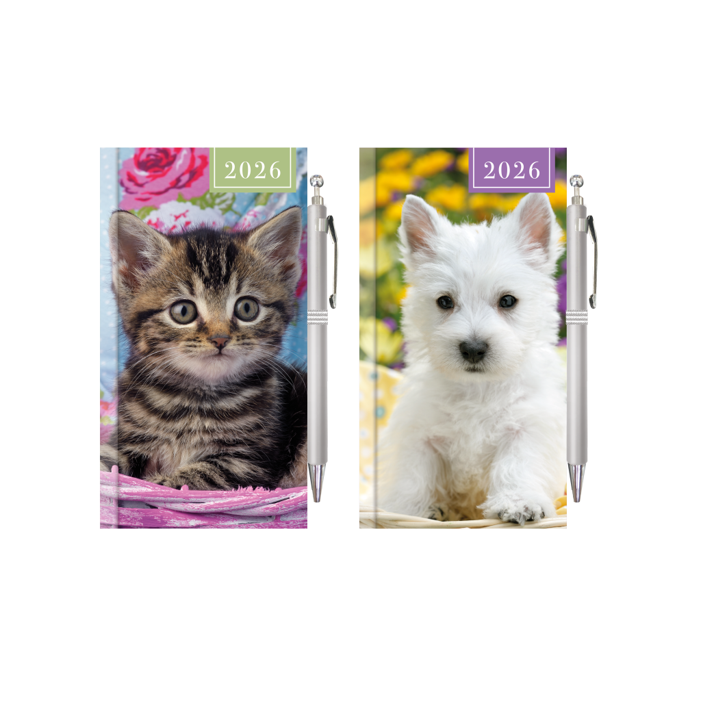 [0810/FSC] Slim 2026 Diaries With Pen Puppy and Kitten