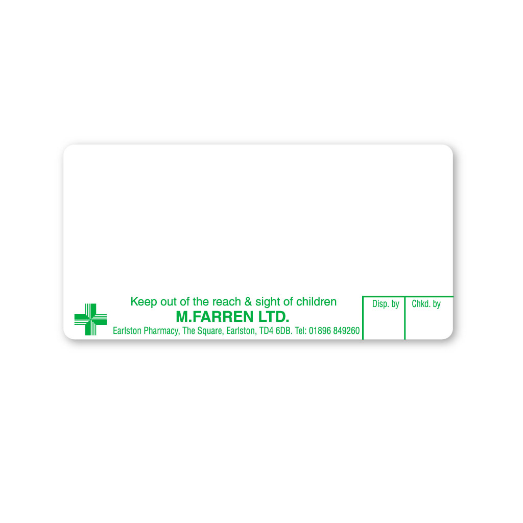 Earlston Pharmacy M. Farren Labels
