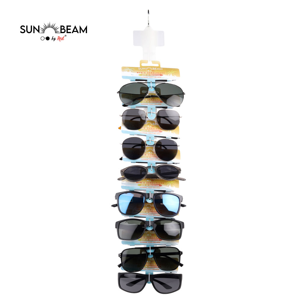 [REDSBMCLP005] Men's Sunglasses - Clipstrip With Protective Pouches (Pack of 8)