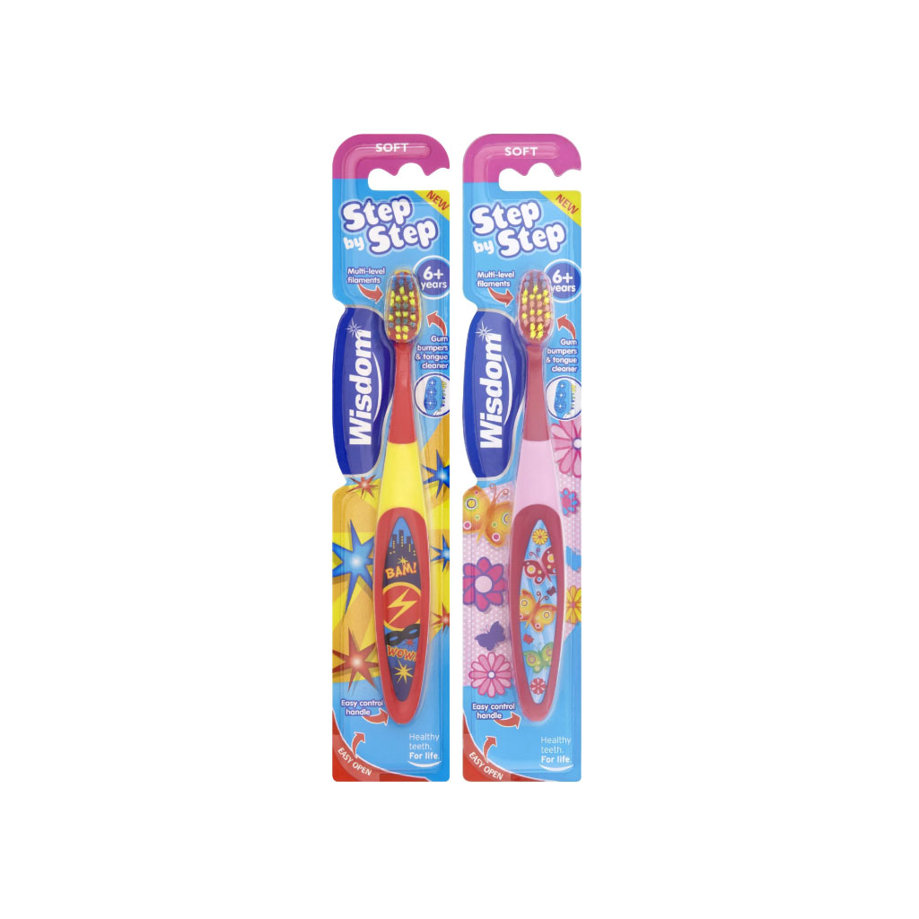 [2385SSC] Wisdom Step by Step Toothbrush - 6-8 Years (Pack of 12)