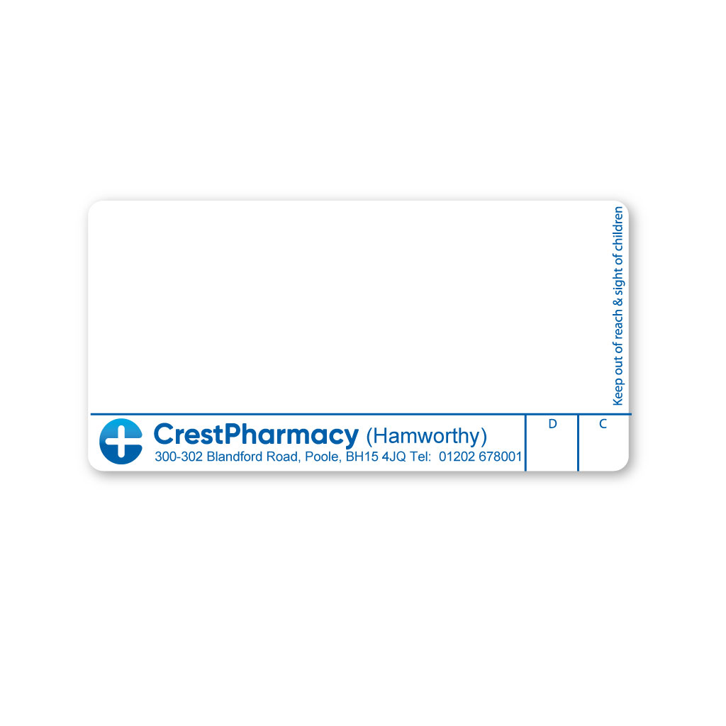 [EMT5090] Crest Pharmacy Blandford Road Pharmacy Labels  