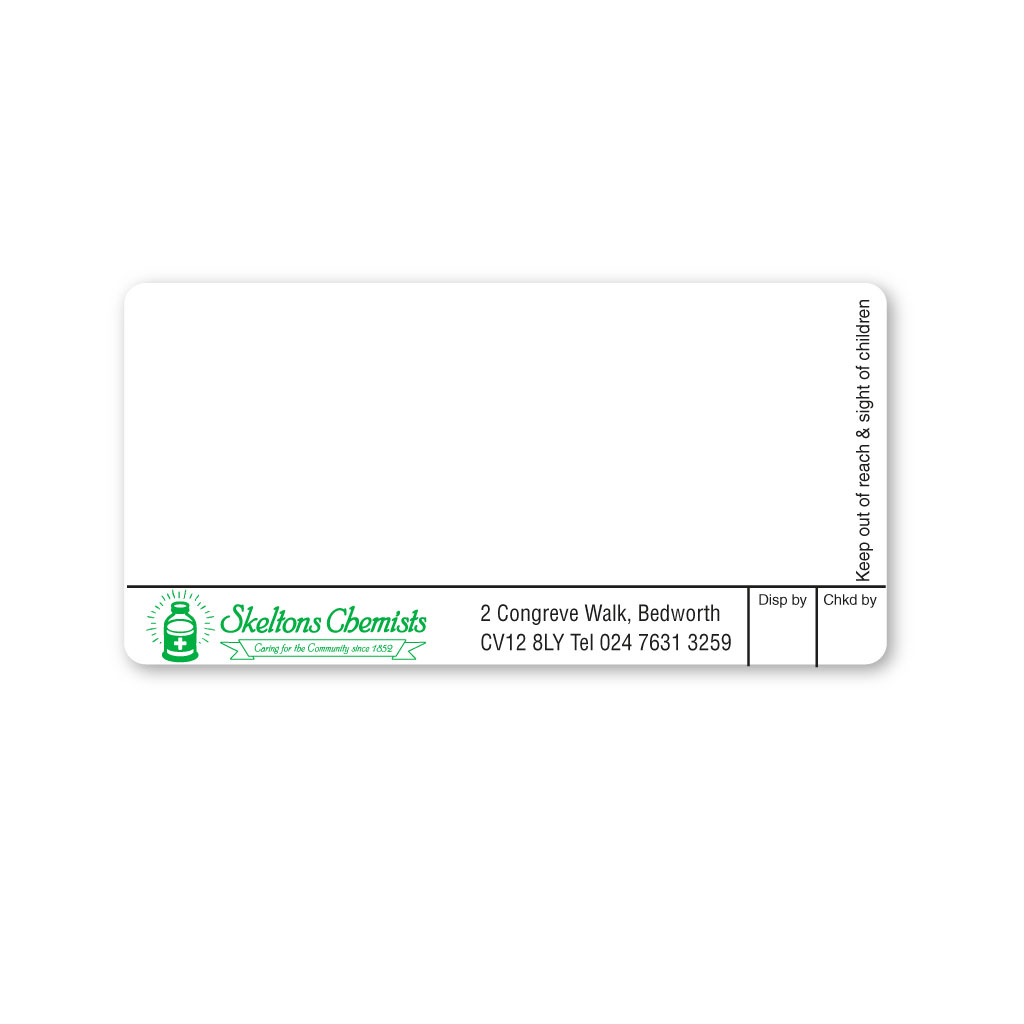 [EMT5092] Skeltons Chemist Pharmacy Labels