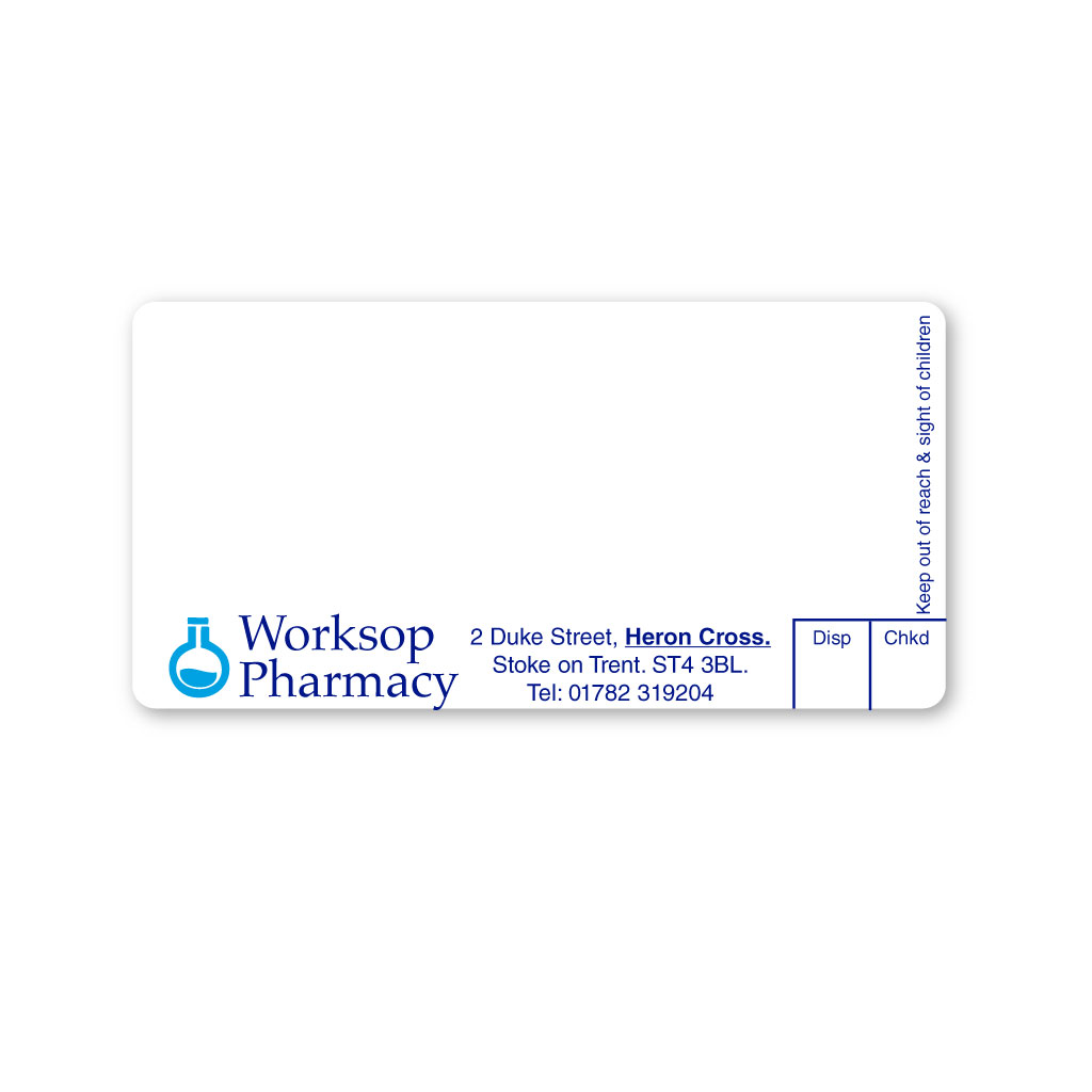 [EMT5113] Worksop 2 Duke Street Pharmacy Labels