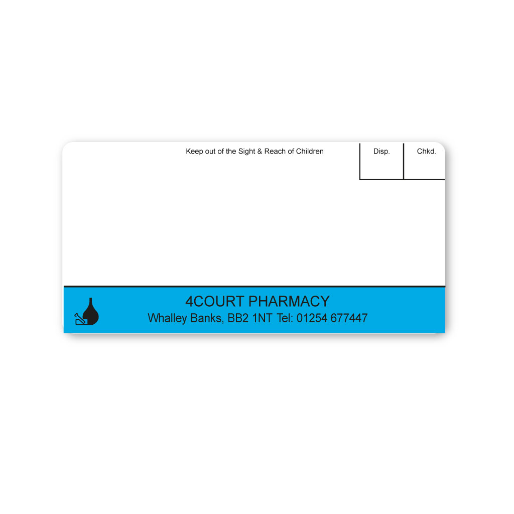 [EMT5120] 4 Court Pharmacy Whalley Banks Labels