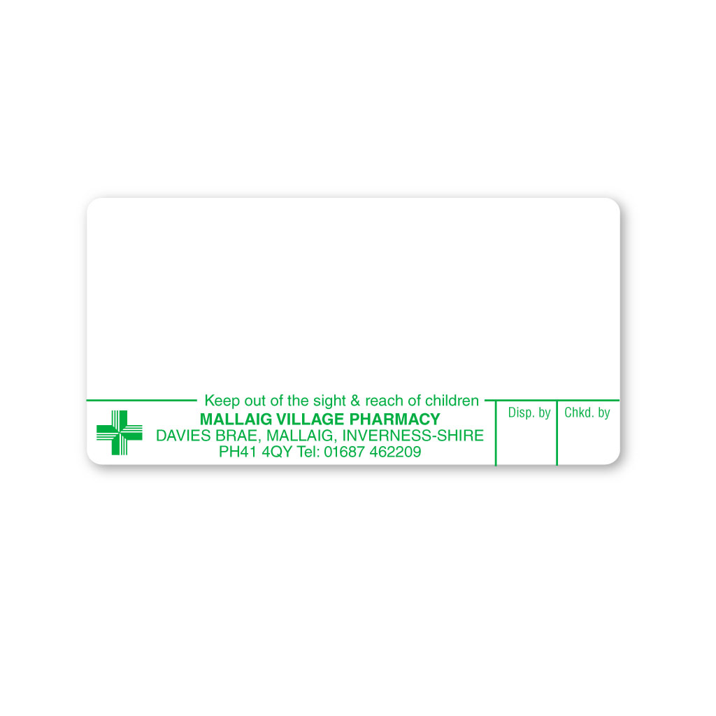 [EMT5121] Mallaig Village Pharmacy Labels