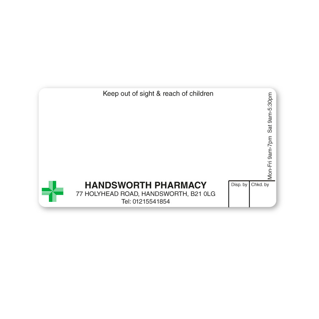 [EMT5157] Handsworth Pharmacy Labels