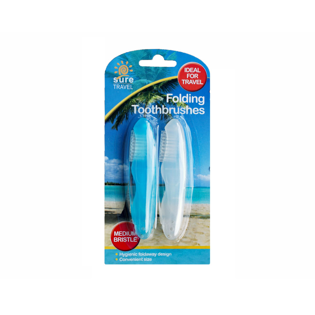 [TR19809] Travel Folding Toothbrushes - 2 Pack (Pack of 6)